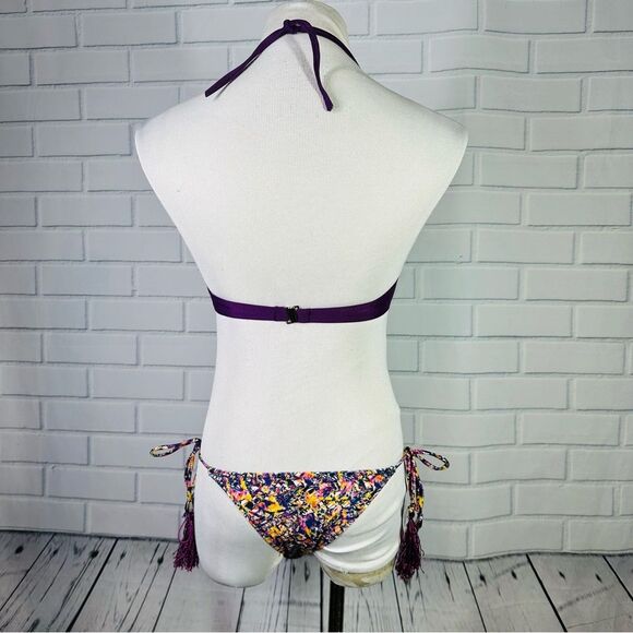 NWT Purple Floral Fringe Cheeky Bikini - Size Small - Picture 7 of 16